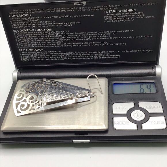 925 Sterling Silver Triangle Filigree Dangle Hook Earrings Women’s - Picture 11 of 12